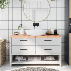 Bancada p/ wc 140x60x(2-6) cm madeira maciça tratada castanho