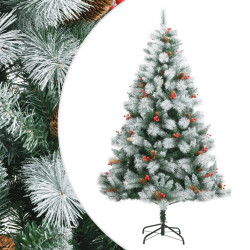 Árvore de natal artificial articulada c/ pinhas e bagas 210 cm