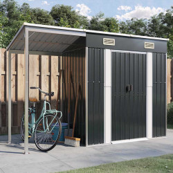 Abrigo de jardim com alpendre 277x107x181 cm aço antracite