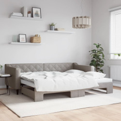 Sofá-cama com gavetão 90x200 cm tecido cinzento-acastanhado