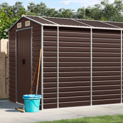 Abrigo de jardim castanho 191x555x198 cm aço galvanizado