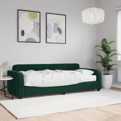 Sofá-cama com colchão 80x200 cm veludo verde-escuro