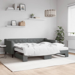 Sofá-cama c/ gavetão e colchões 90x190cm tecido cinzento-escuro