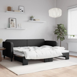 Sofá-cama com gavetão 80x200 cm tecido preto