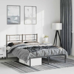 Estrutura de cama com cabeceira 135x190 cm metal preto