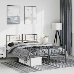 Estrutura de cama com cabeceira e pés 150x200 cm metal preto