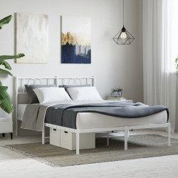 Estrutura de cama com cabeceira 160x200 cm metal branco