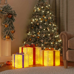 Presentes de natal iluminados 3 pcs 64 luzes LED branco quente