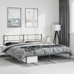 Estrutura de cama com cabeceira 183x213 cm metal preto