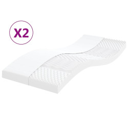 Colchões de espuma 2 pcs 80x200 cm 7 zonas dureza 20 ild branco