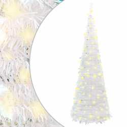 Árvore de natal artificial pop-up c/ 100 luzes LED 150cm branco