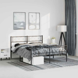 Estrutura de cama com cabeceira e pés 150x200 cm metal preto
