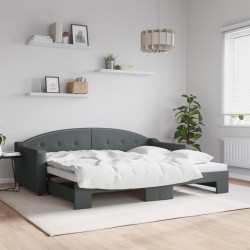 Sofá-cama com gavetão 90x200 cm tecido cinzento-escuro