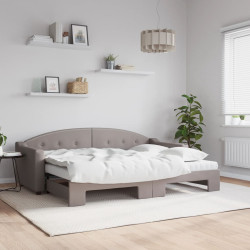 Sofá-cama c/ gavetão/colchões 80x200cm tecido cinza-acastanhado