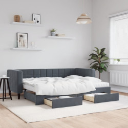 Sofá-cama c/ gavetão e gavetas 80x200 cm veludo cinzento-escuro