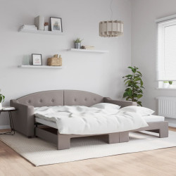 Sofá-cama com gavetão 100x200 cm tecido cinzento-acastanhado
