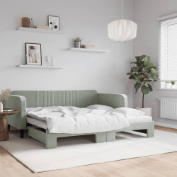 Sofá-cama com gavetão 90x190 cm veludo cinzento-claro