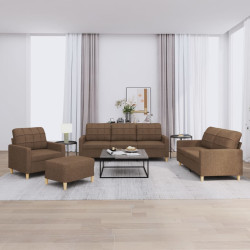4 Pcs conjunto de sofás com almofadões tecido castanho