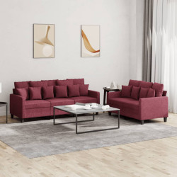 2 Pcs conjunto de sofás com almofadões tecido vermelho tinto