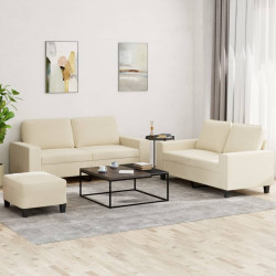 3 Pcs conjunto de sofás tecido cor creme