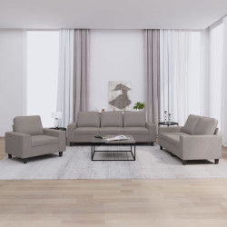 3 Pcs conjunto de sofás tecido cinzento-acastanhado