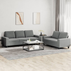 2 Pcs conjunto de sofás tecido cinzento-escuro