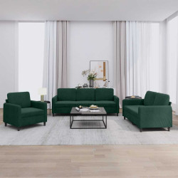 3 Pcs conjunto de sofás veludo verde-escuro
