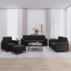 4 Pcs conjunto de sofás com almofadas veludo preto