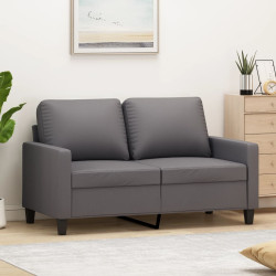 Sofá de 2 lugares 120 cm couro artificial cinza