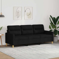 Sofá de 3 lugares tecido 180 cm preto