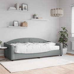 Sofá-cama com colchão 90x200 cm tecido cinzento-claro