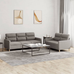2 Pcs conjunto de sofás com almofadões tecido cinza-acastanhado