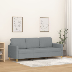 Sofá de 3 lugares 180 cm tecido cinza-claro