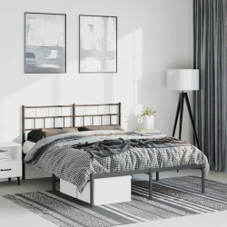 Estrutura de cama com cabeceira 135x190 cm metal preto