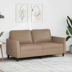Sofá de 2 lugares 140 cm couro artificial cor cappuccino