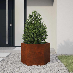 Vaso/floreira 60x60x45 cm aço corten cor enferrujado