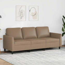 Sofá de 3 lugares 180 cm couro artificial cor cappuccino