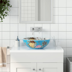 Lavatório de bancada redondo φ41x14 cm cerâmica multicor