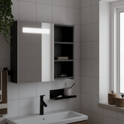 Armário espelhado p/ casa de banho c/ leds 60x13x52 cm preto