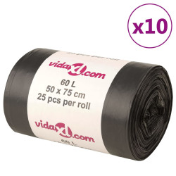 Sacos do lixo 250 pcs 60 l preto