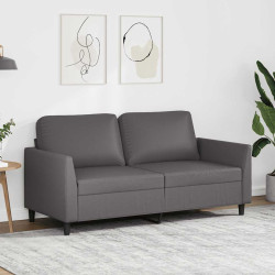 Sofá de 2 lugares 140 cm couro artificial cinza