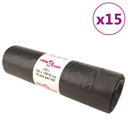 Sacos do lixo com atilhos 150 pcs 240 l preto
