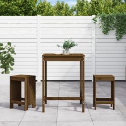 3 Pcs conj. de bar p/ jardim madeira pinho maciça castanho-mel