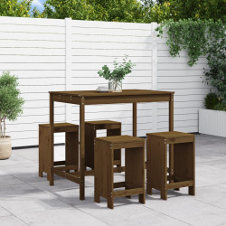 5 Pcs conj. de bar p/ jardim madeira pinho maciça castanho-mel