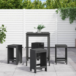 5 Pcs conjunto de bar para jardim pinho maciço cinzento