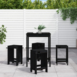 5 Pcs conjunto de bar para jardim pinho maciço preto