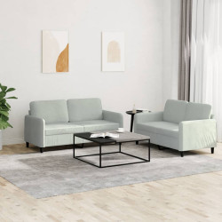 2 Pcs conjunto de sofás veludo cinzento-claro