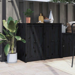 Portas cozinha p/ exterior meppel 2 pcs 50x9x82 cm pinho maciço preto