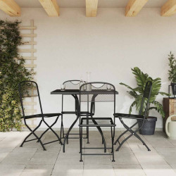 5 Pcs conjunto de jantar para jardim rede de metal antracite