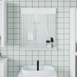 Espelho wc c/ prateleira berg 60x12x70 cm madeira maciça branco